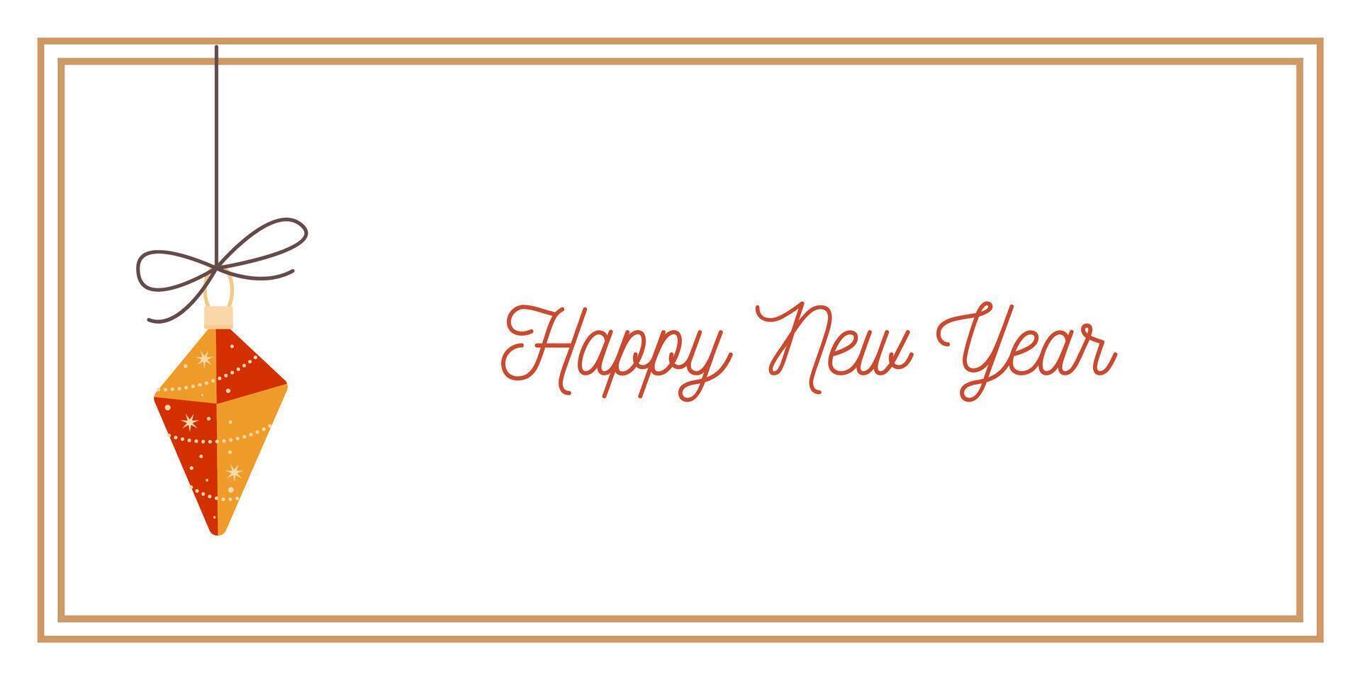 New Year Greeting Horizontal Card or Invitation Template. Vintage Elegant Decoration Illustration. Happy Merry Xmas Greeting Party Banner Design Background vector