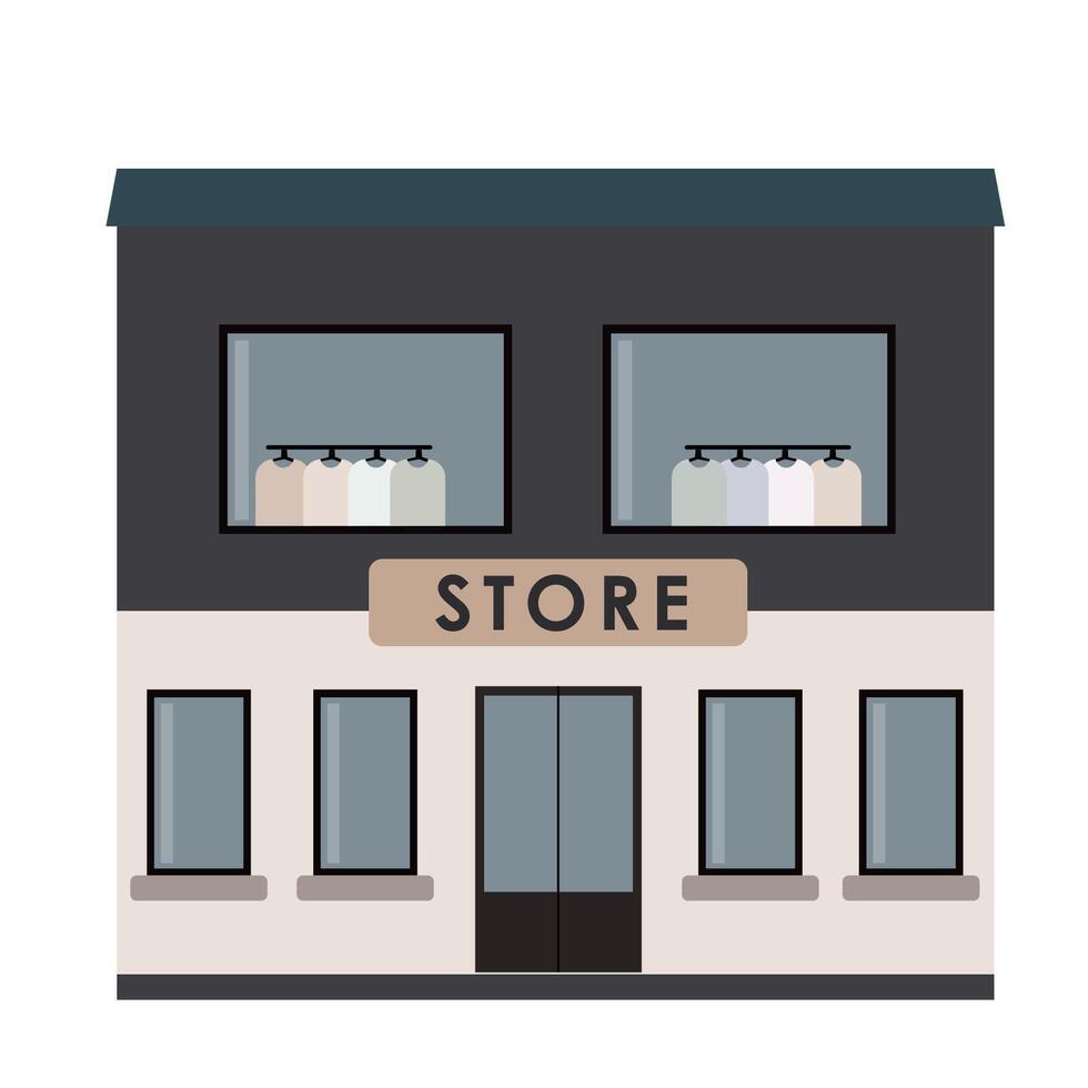 A store front with windows and a sign vector