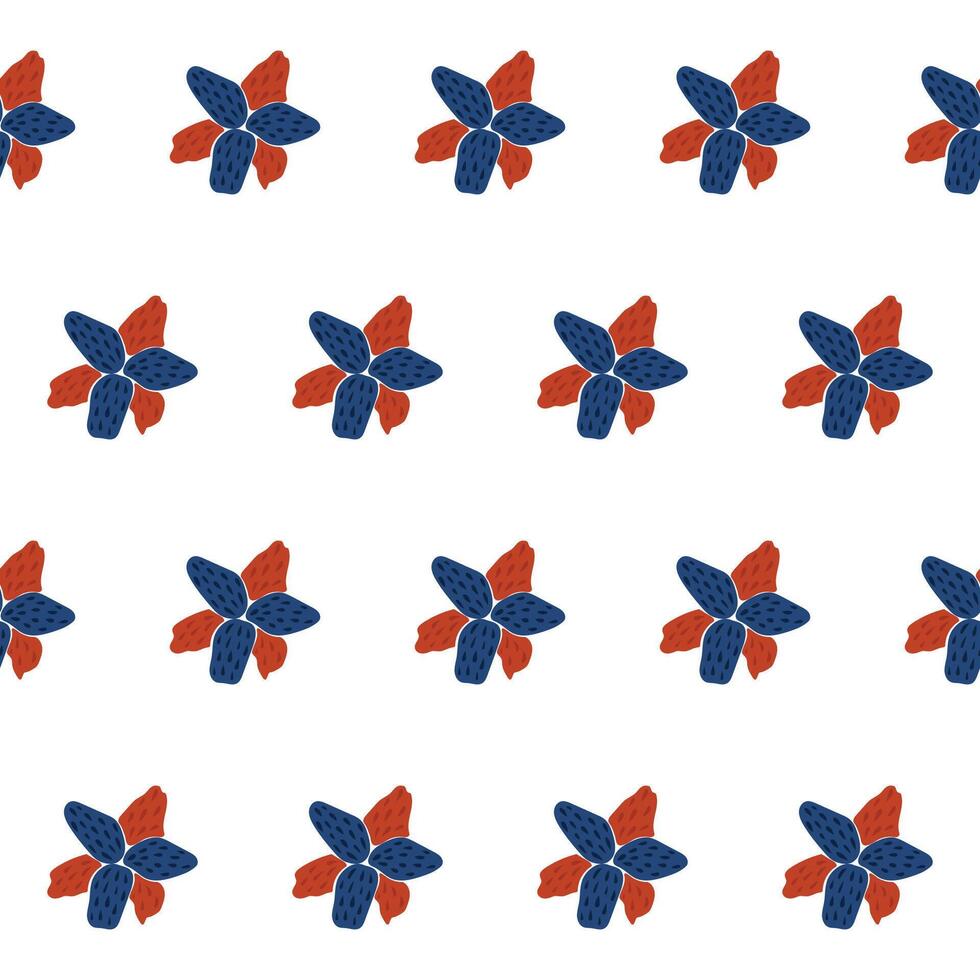 A pattern with red, white and blue flowers vector
