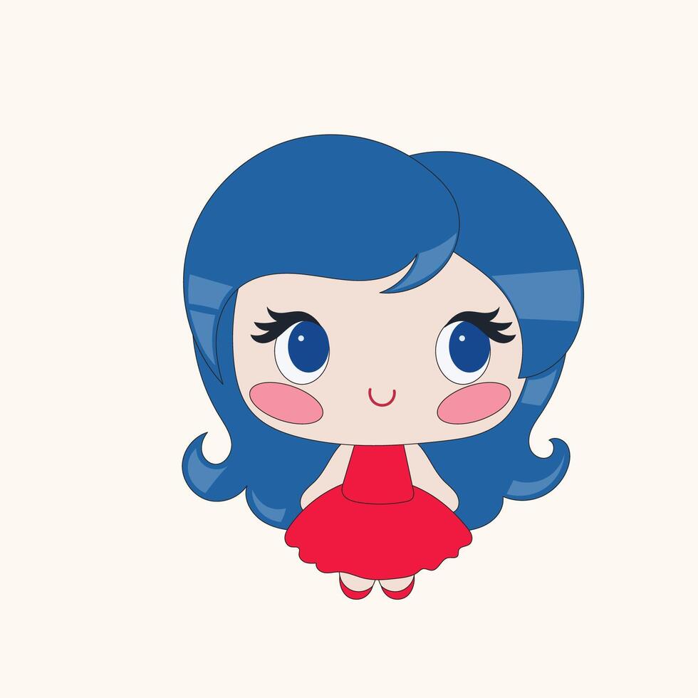 Cute little girl in red dress illustration vector