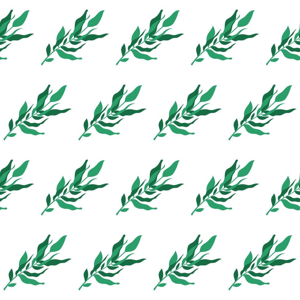 A pattern with green leaves on it vector