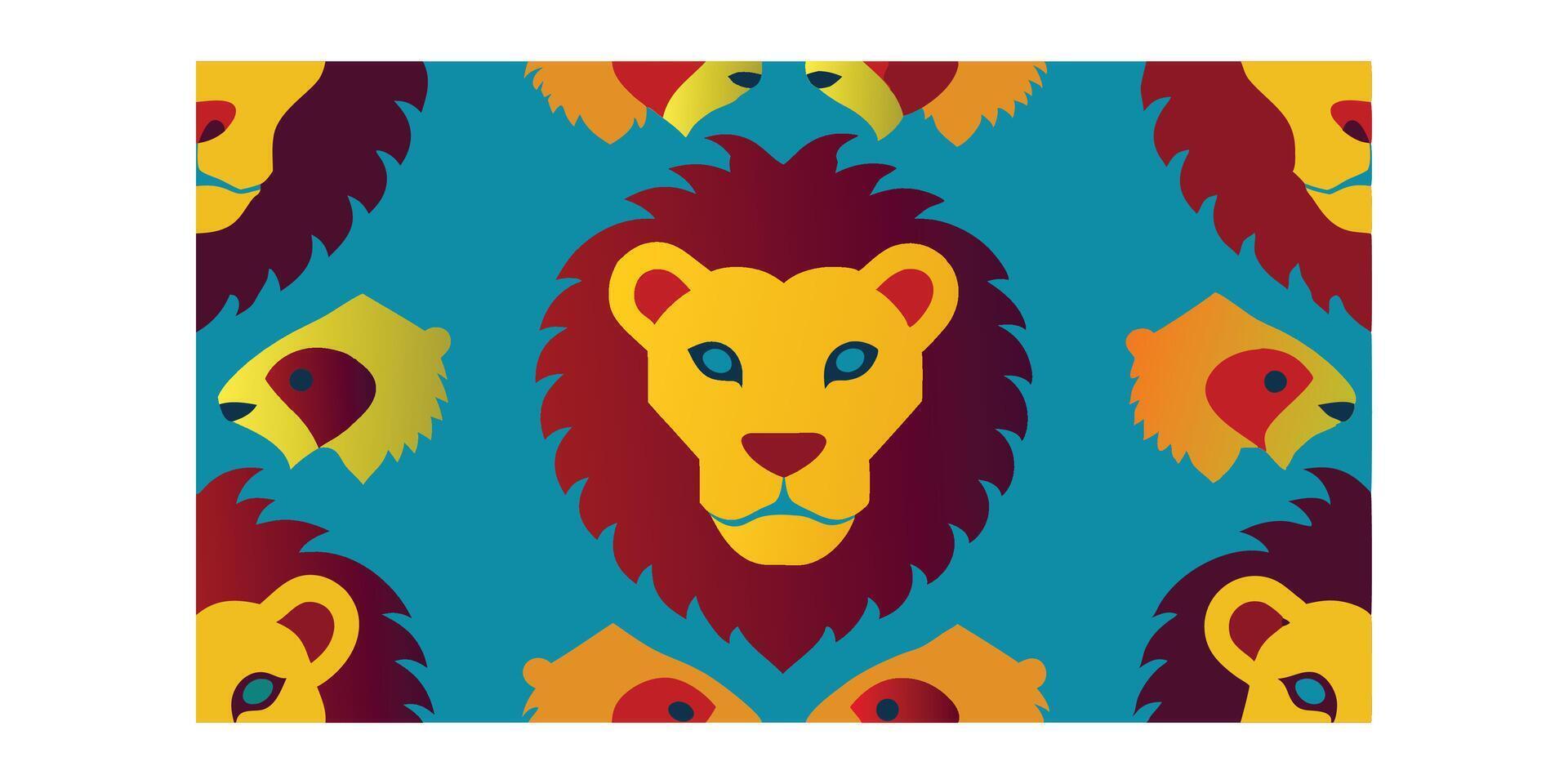 Lion pattern on blue background vector