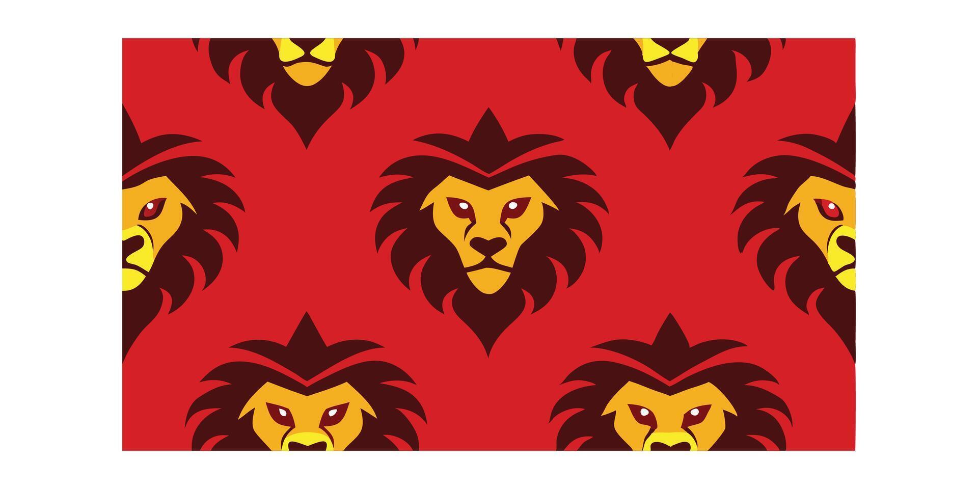 A pattern with a lion head on red vector