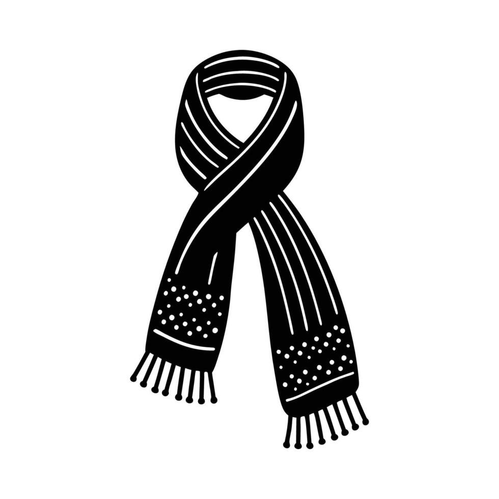 A black and white illustration of a scarf vector