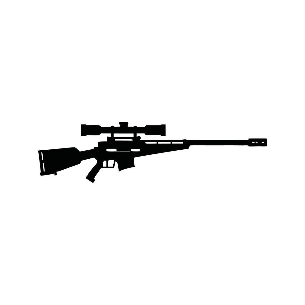 A rifle is shown in silhouette on a white background vector