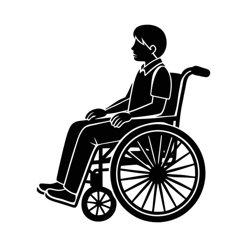 A silhouette Person in Wheelchair - Disability Support, Accessibility Concept vector