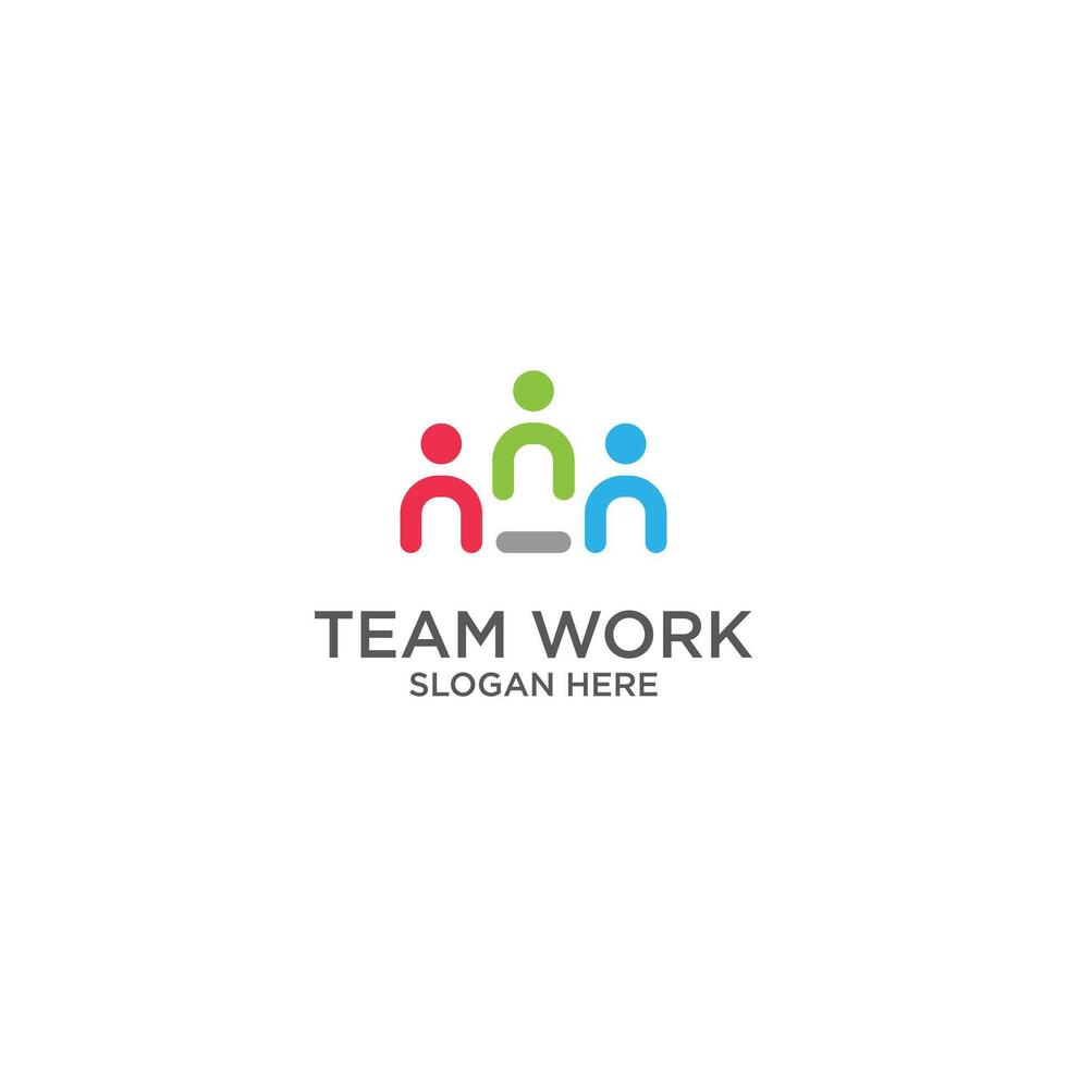 Team work logo design with modern style premium vector