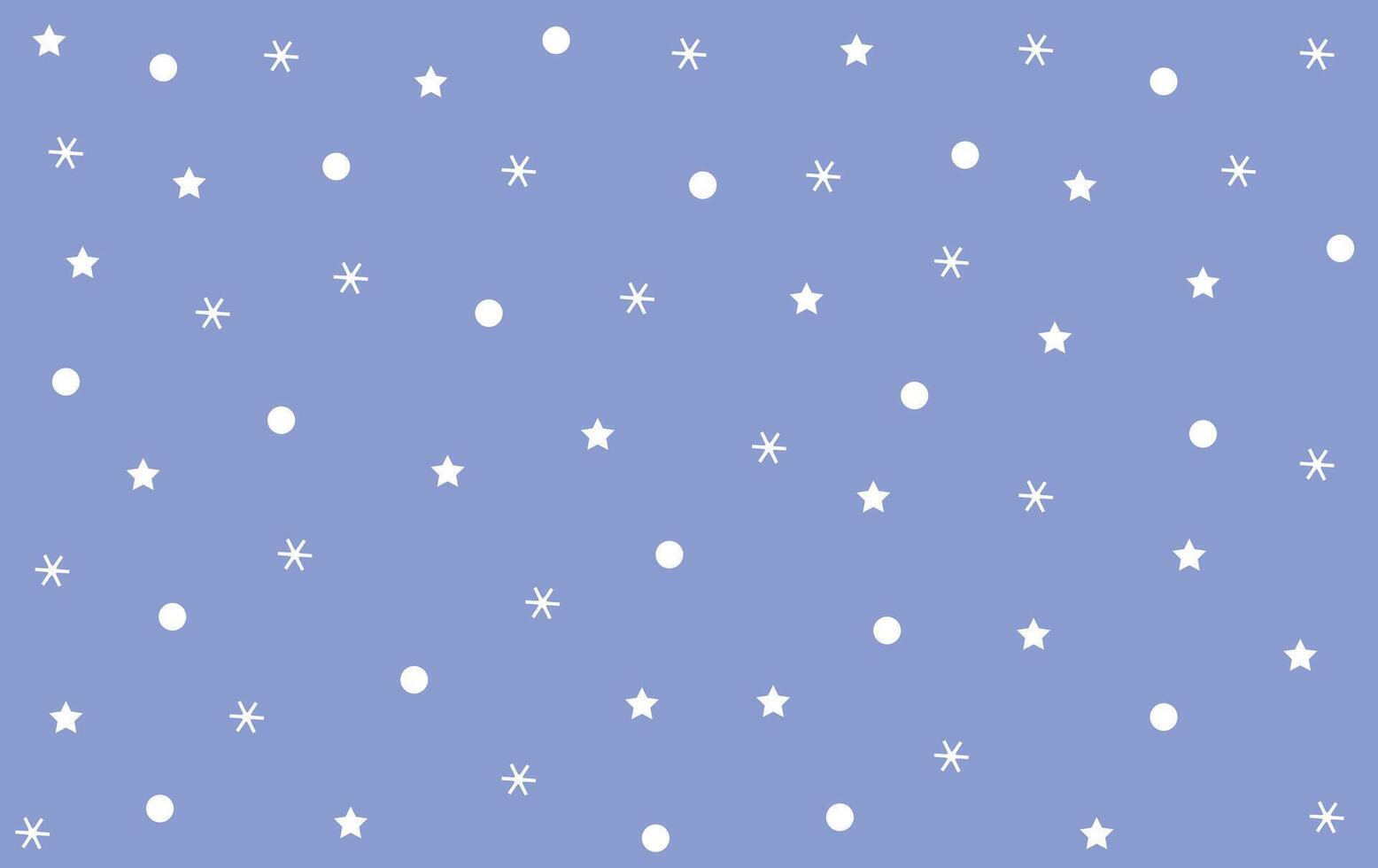 White simple snowflakes and stars on a blue background, holiday seamless pattern, ornament, abstract, decor, cute design vector