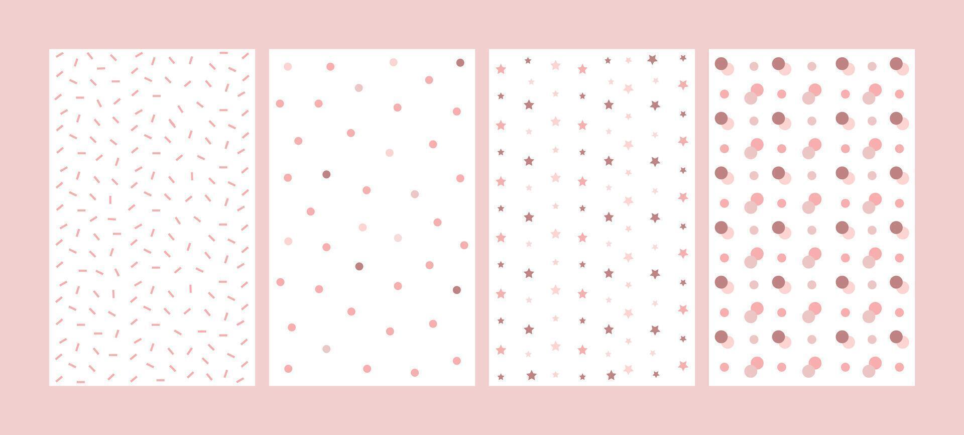 Pastel color seamless geometric patterns set, elegant ornaments, pink, design for decoration, wrapping paper, print, fabric or textile, wonderful collection vector