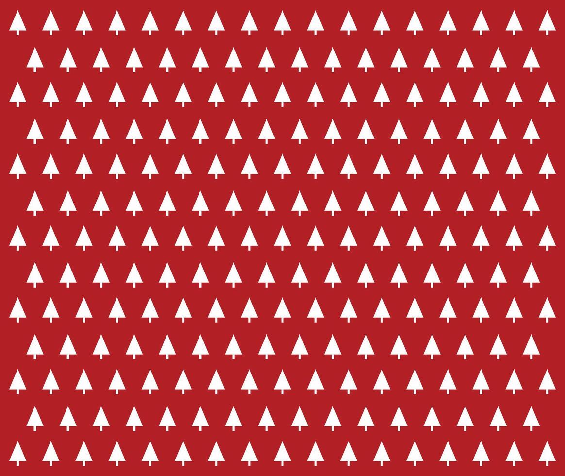 Christmas seamless pattern with white firs on red background, Christmas trees decor, design for Holidays decoration, wrapping paper, print, fabric or textile, Christmas card vector