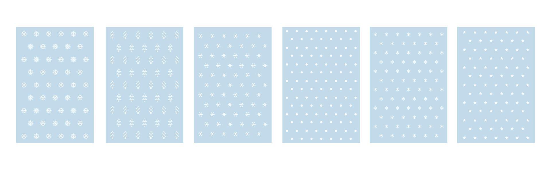 Collection of Christmas seamless patterns with winter elements, design for Holidays decoration, wrapping paper, print, fabric or textile, stylish collection patterns vector