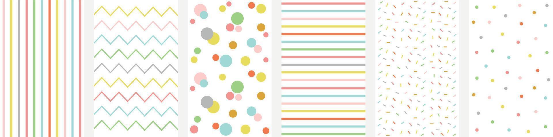 Pastel color seamless geometric patterns set, elegant ornaments, design paper, wallpaper, textile, print, wonderful collection vector