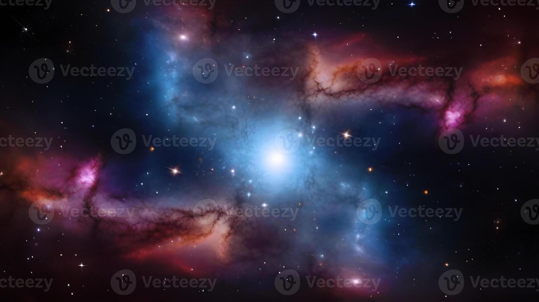Dark Red and Blue Nebula with Starry Sky. Universe science astronomy suitable for background and wallpaper. photo