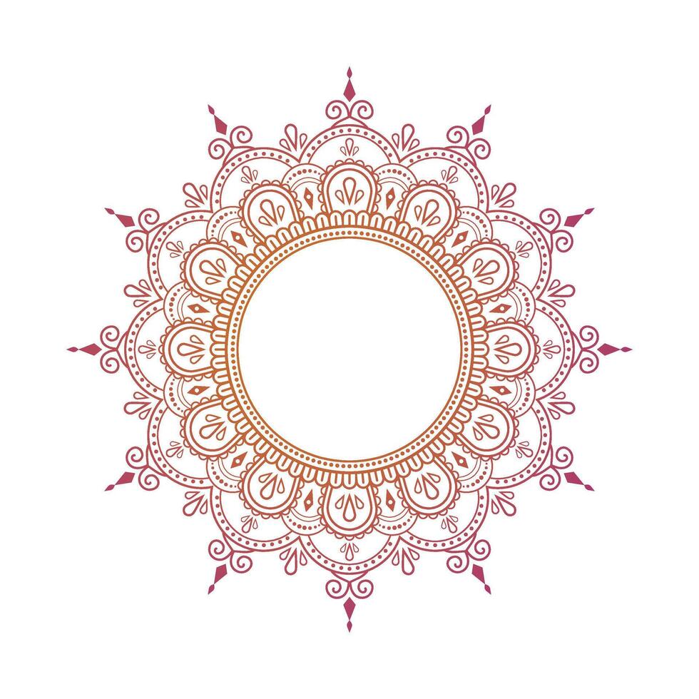 Gradient Colorful Mandala Design Frame. vector