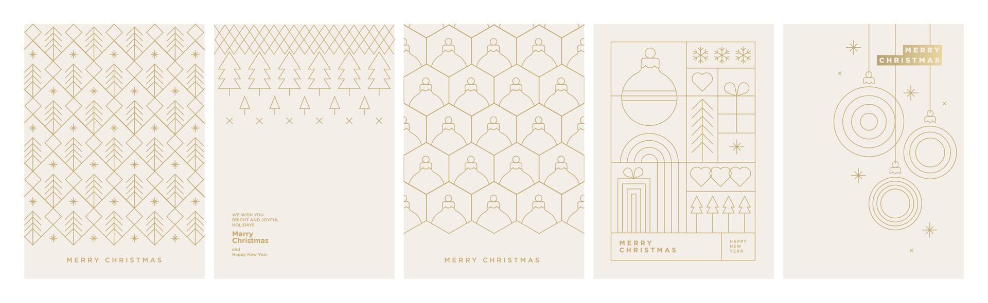 Set of Christmas and New Year Cards. Modern illustration concepts for graphic and web design, social media banner, marketing material. vector