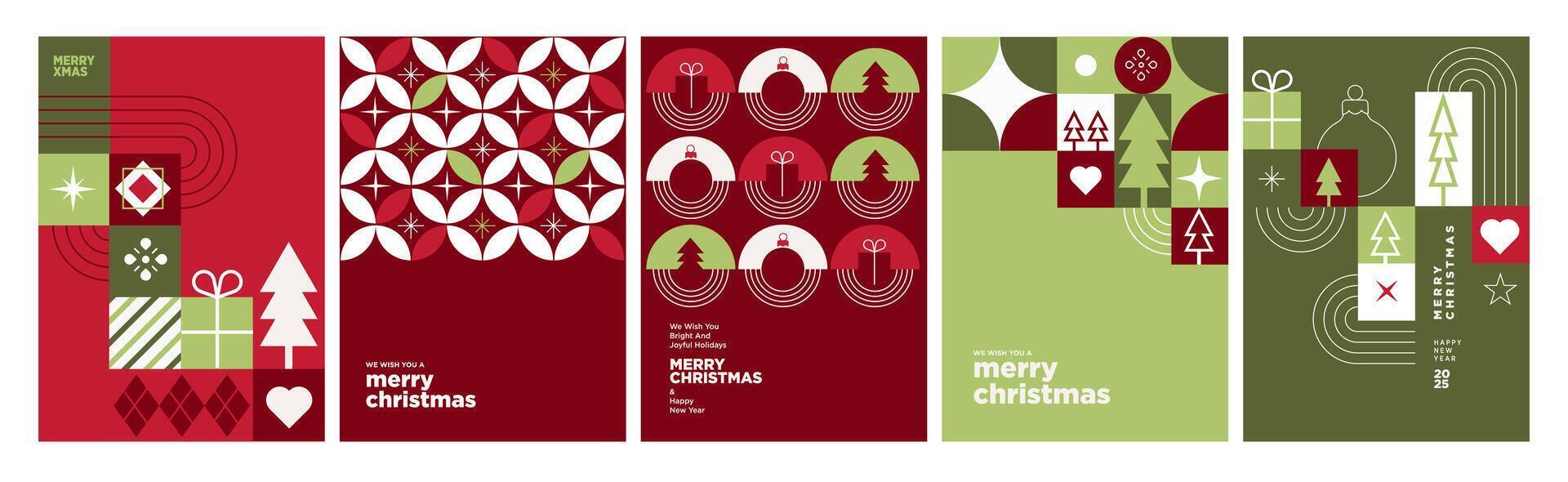 Set of illustrations on the theme of Christmas and New Year. concepts for greeting card, party invitation card, website banner, social media banner, marketing material. vector