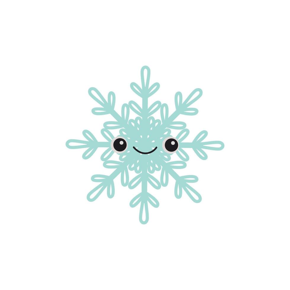 Cute Snowflake character with smiling face Merry Christmas vector