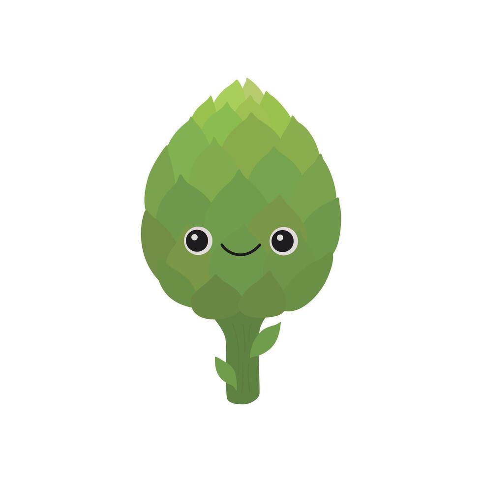Cute artichoke vegetable with smiling face vector