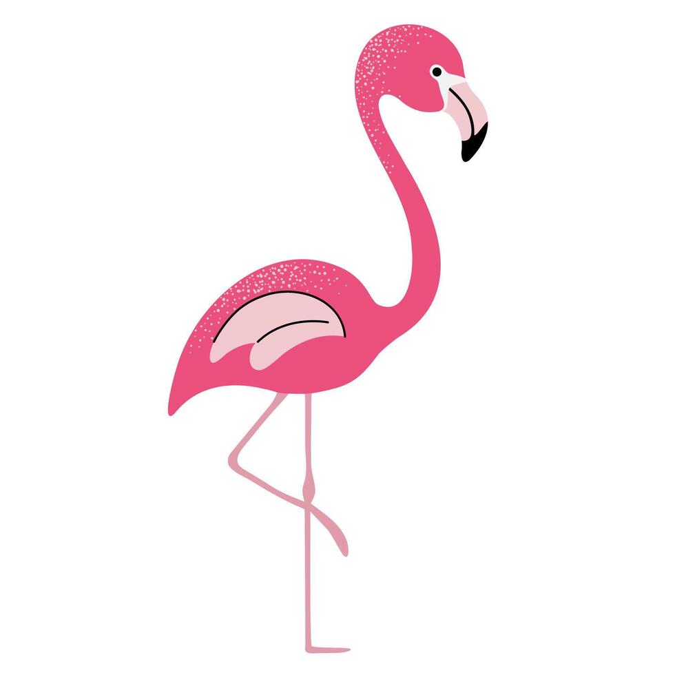 Cartoon cute flamingo. Savanna, african bird. Children illustration. Kids style vector
