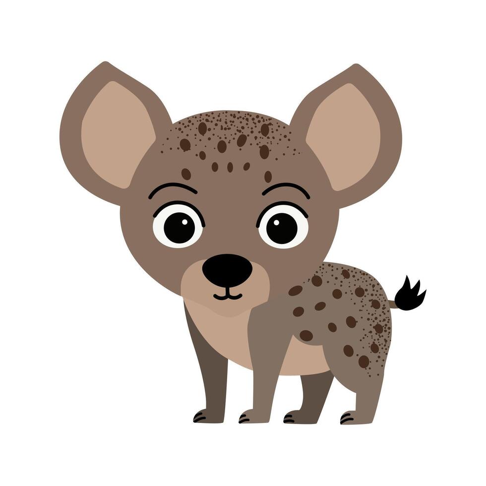Cartoon cute hyena. Wild hand drawn animals. Childish illustration. Kids style vector