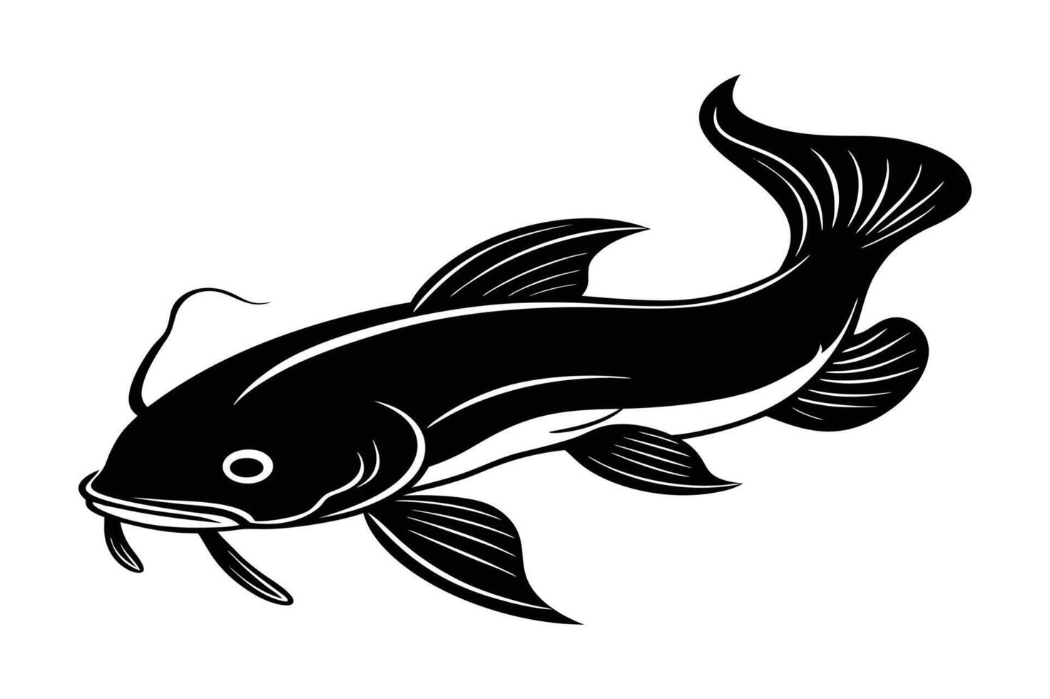 Cat fish silhouette art design vector