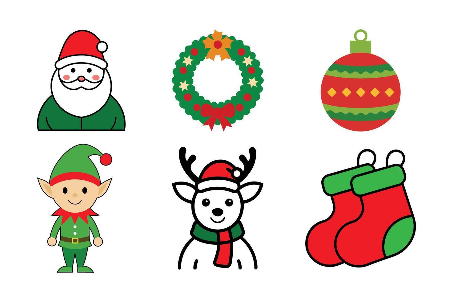 Set of Christmas elements illustration vector