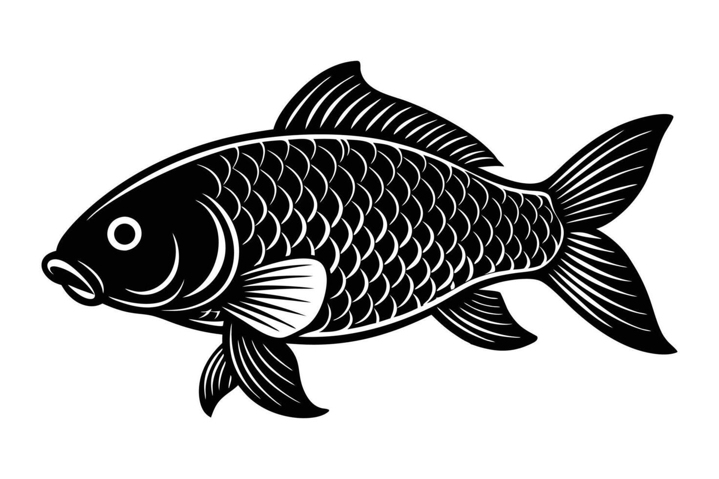 Carp fish silhouette art design vector