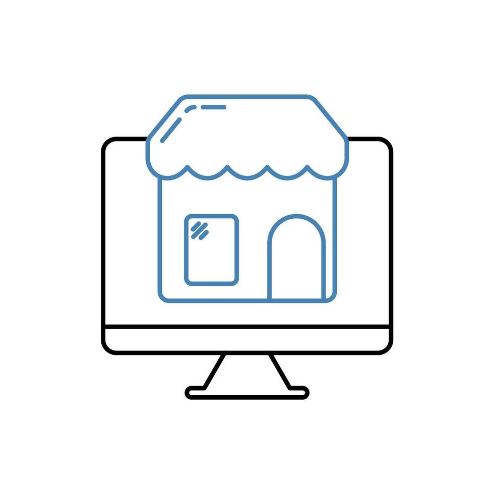 online shop concept line icon. Simple element illustration. online shop concept outline symbol design. vector