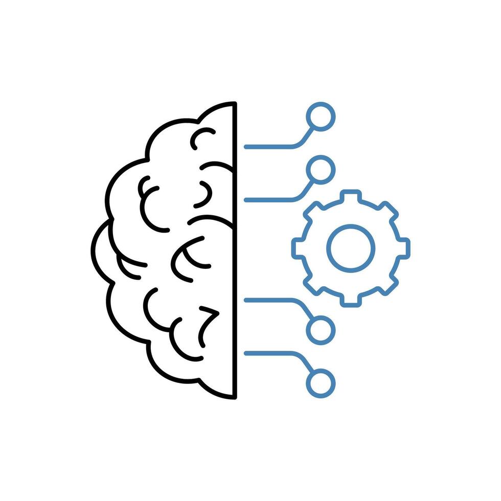 machine learning concept line icon. Simple element illustration. machine learning concept outline symbol design. vector