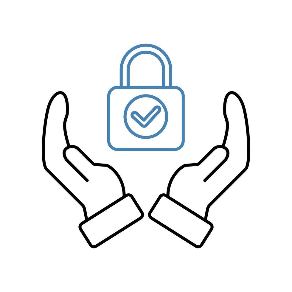 secured concept line icon. Simple element illustration. secured concept outline symbol design. vector