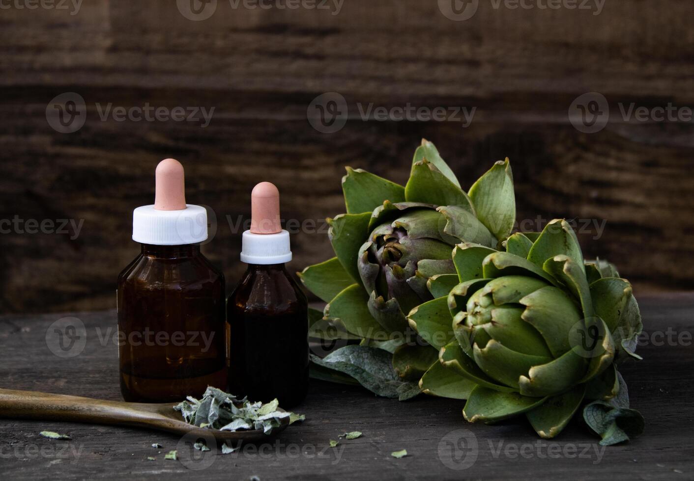 bottles with artichoke tincture photo