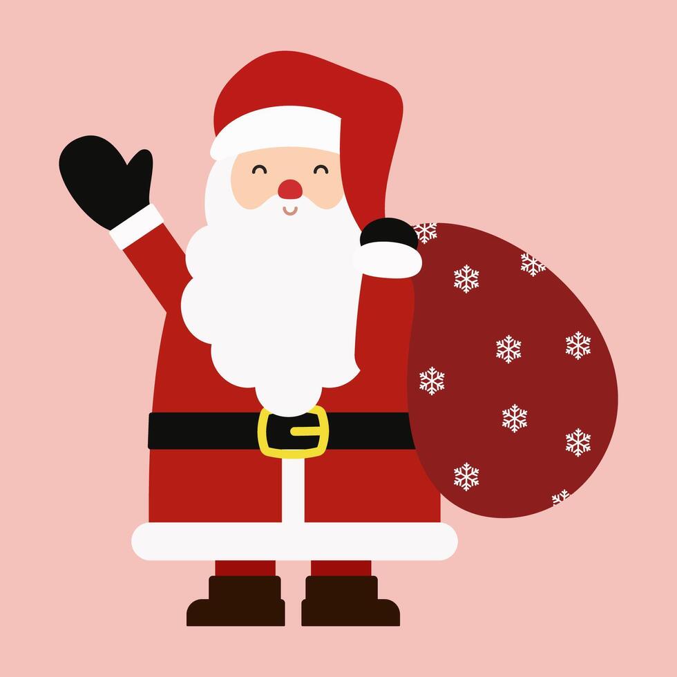 Cheerful Santa Claus Illustrations With Holiday Elements. vector