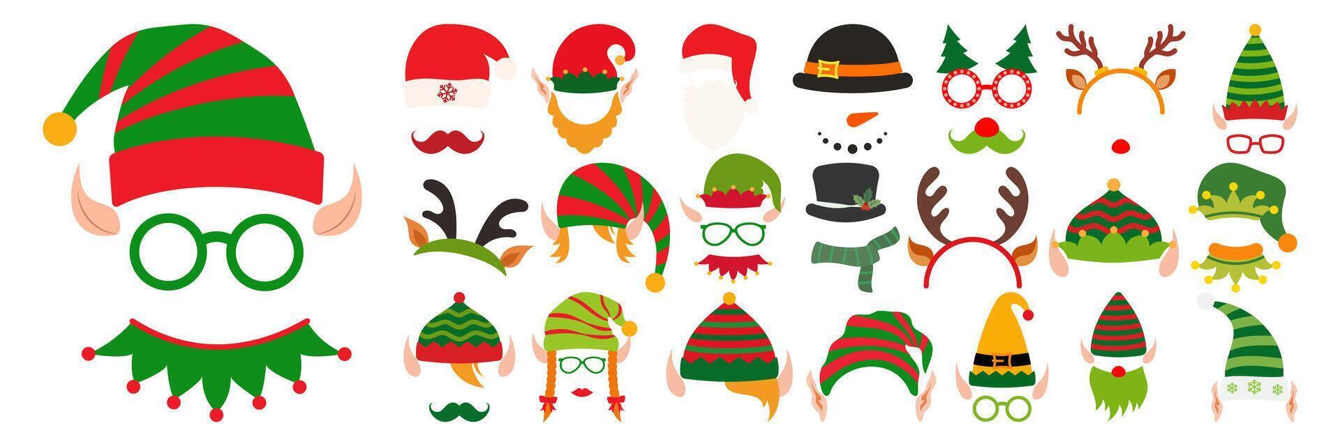 Christmas Themed Clothes and Accessories On White Background. vector