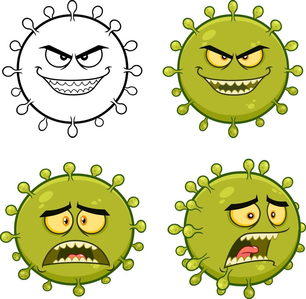 Coronavirus Cartoon Emoji Character. Collection Set vector