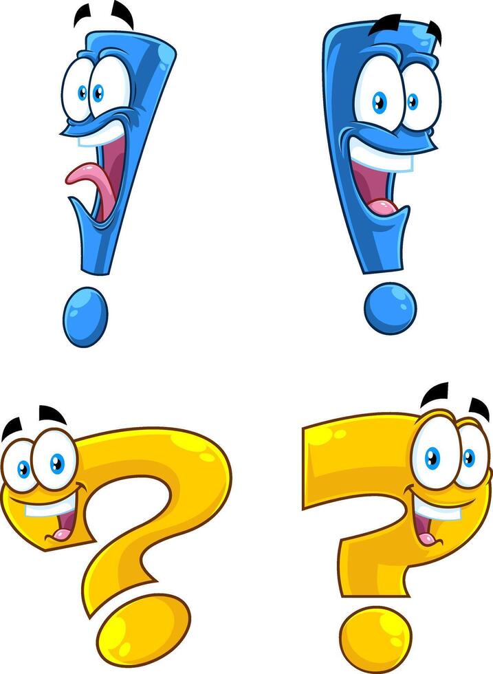 Funny Question Mark Cartoon Characters. Collection Set vector