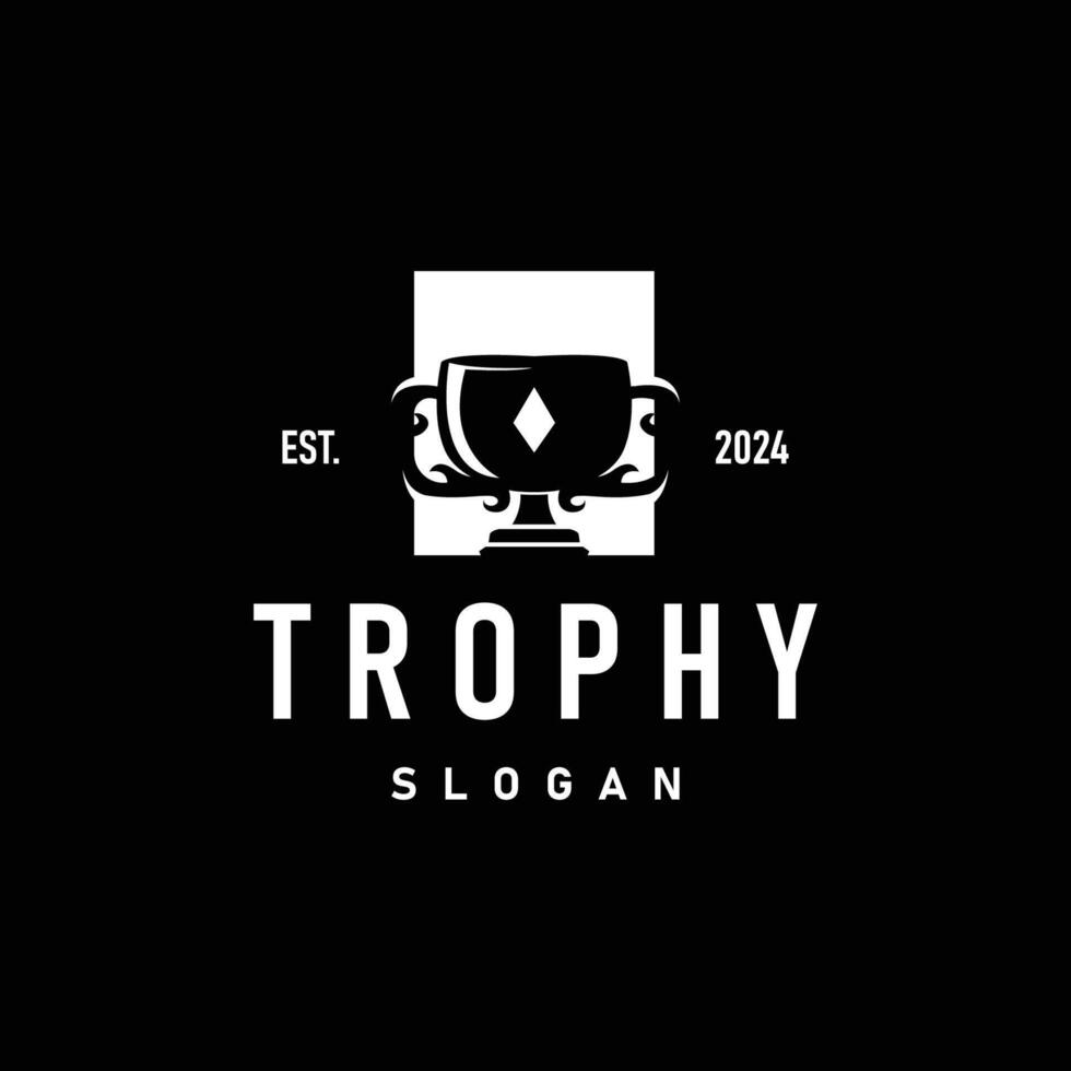 Trophy Logo, Sports Tournament Championship Cup Design. Minimalist Antique Victory Award vector