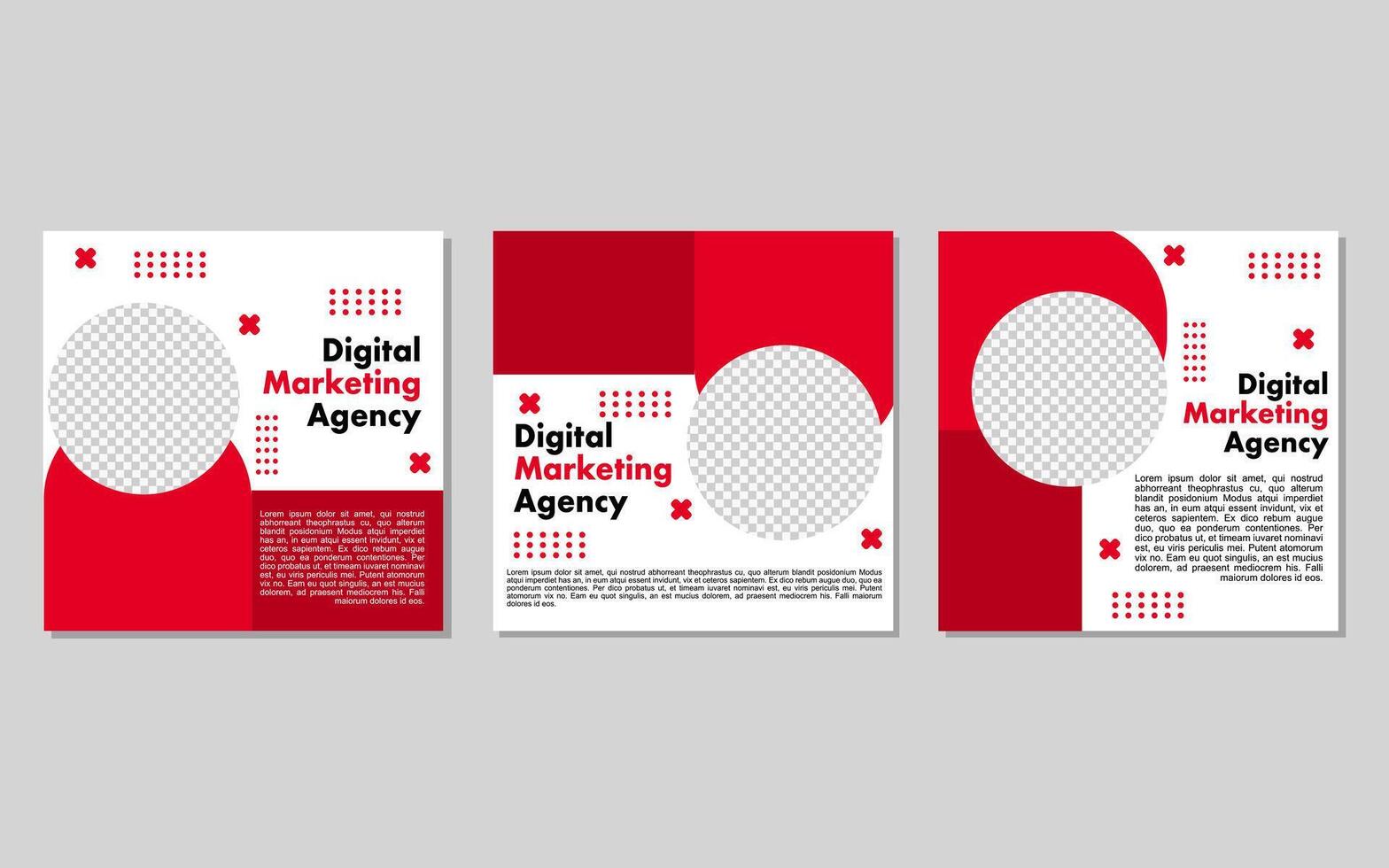 red and white social media post template for business. vector