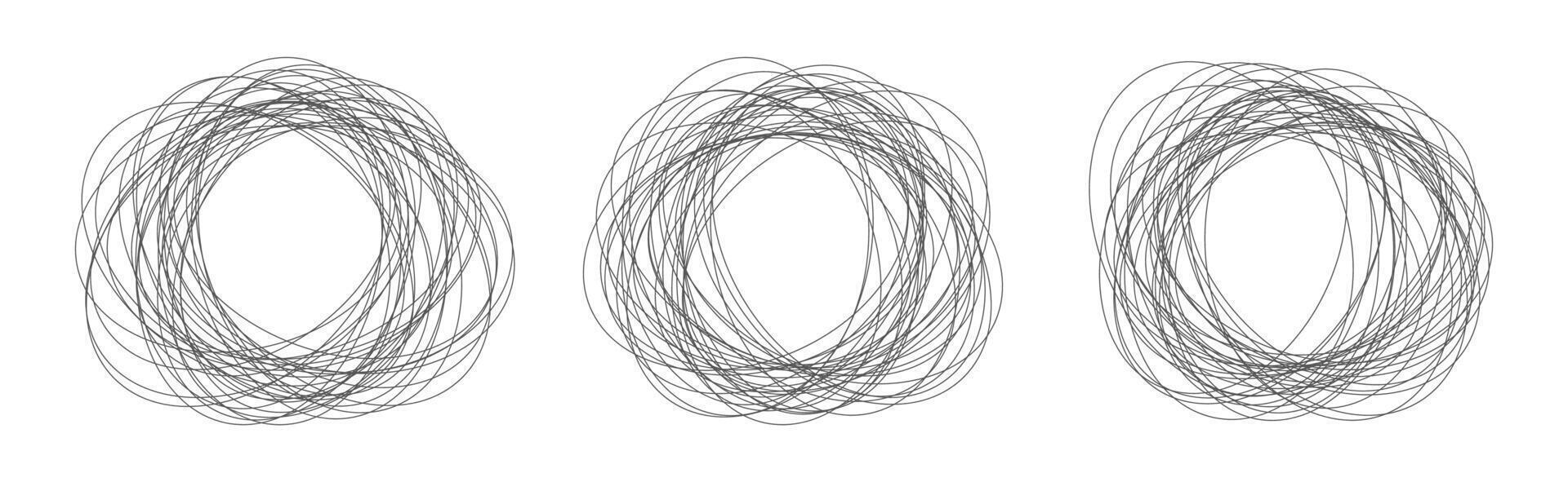 Three circular overlapping line patterns vector