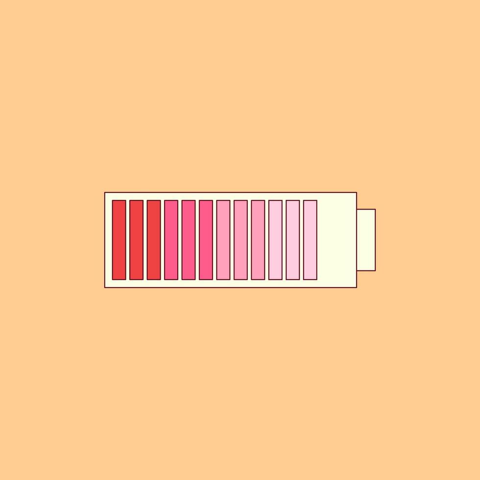 Valentine day card with mobile phone battery level. Trendy retro groovy style. Perfect for social media content, posts and more. illustration vector