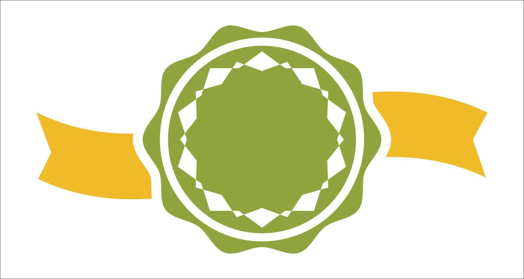 a green and yellow ribbon with a green oval vector