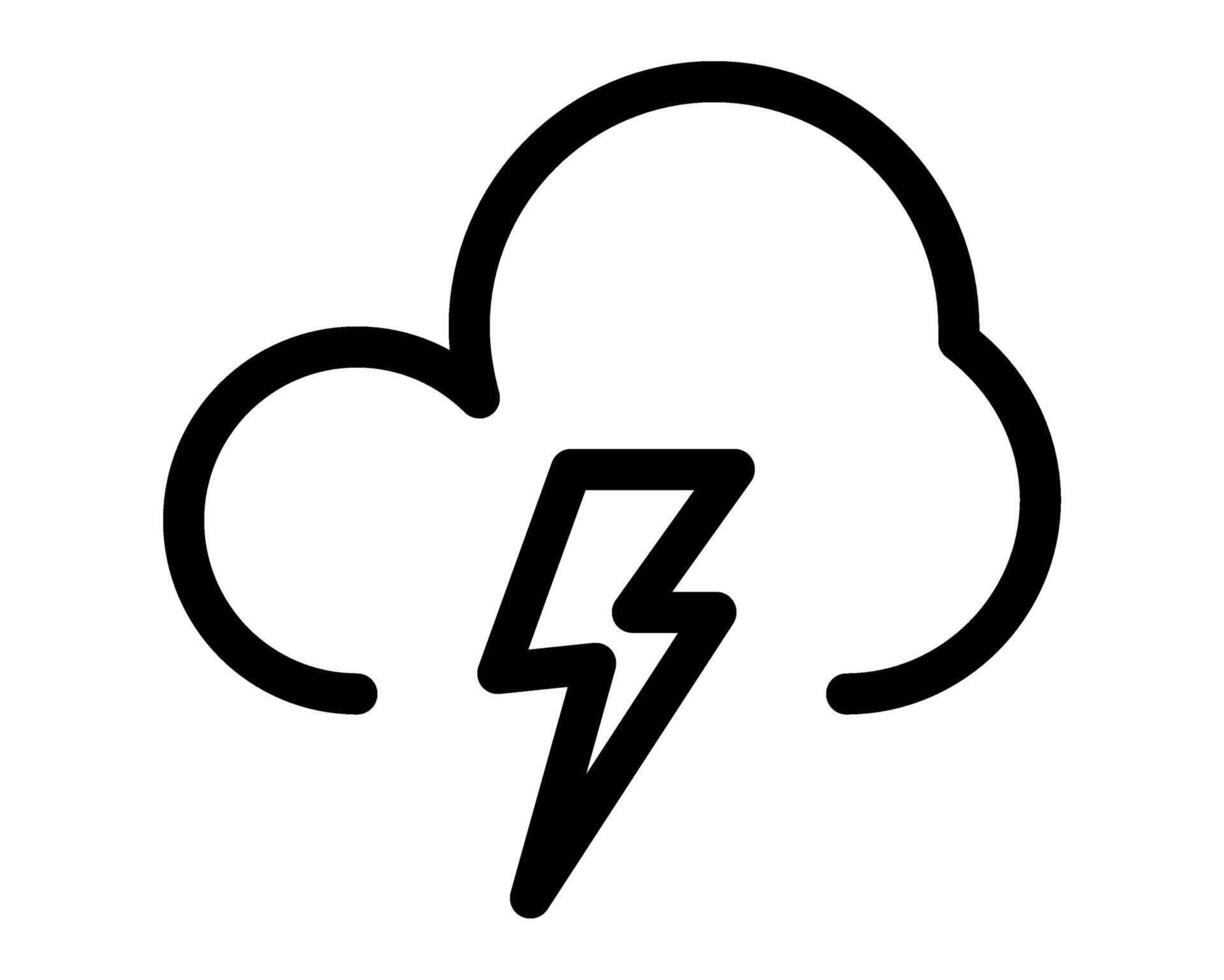 a black and white cloud with a lightning bolt on it vector