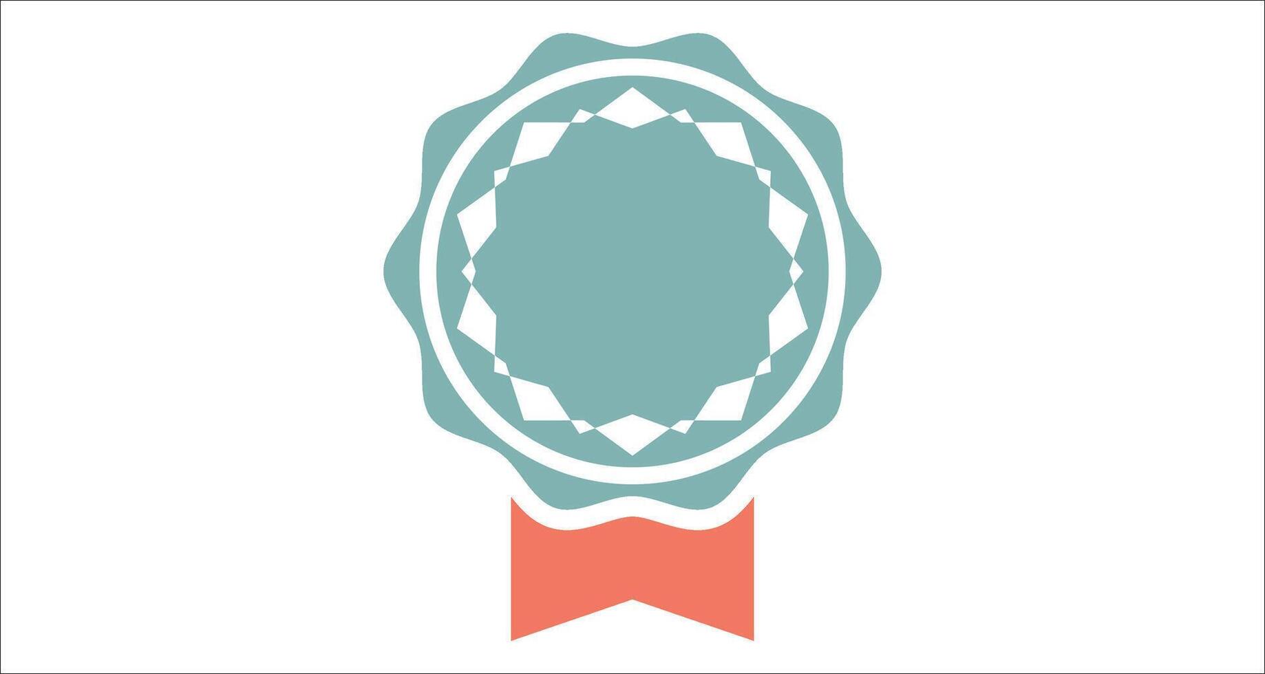 a blue oval with a red ribbon on it vector