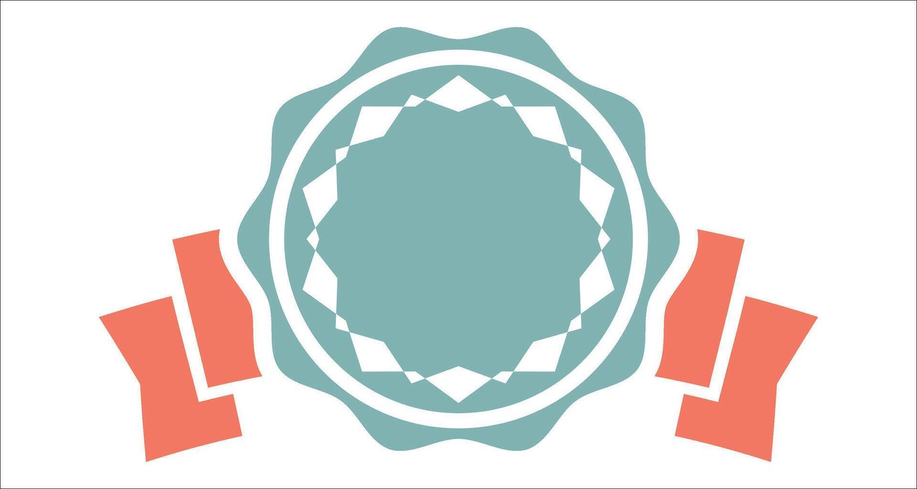 a blue oval with a red ribbon around it vector