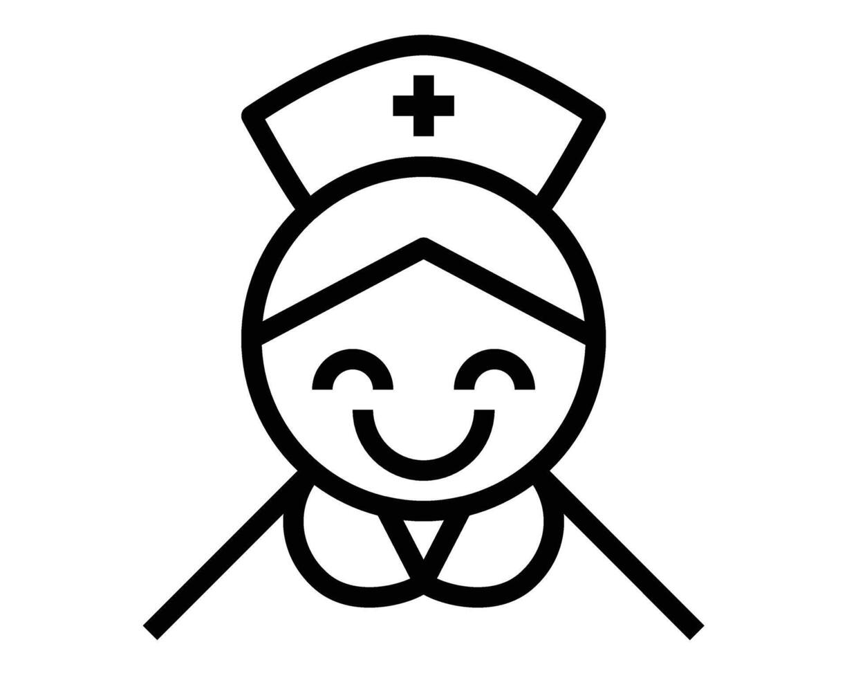 a nurse is smiling in a black and white line drawing vector