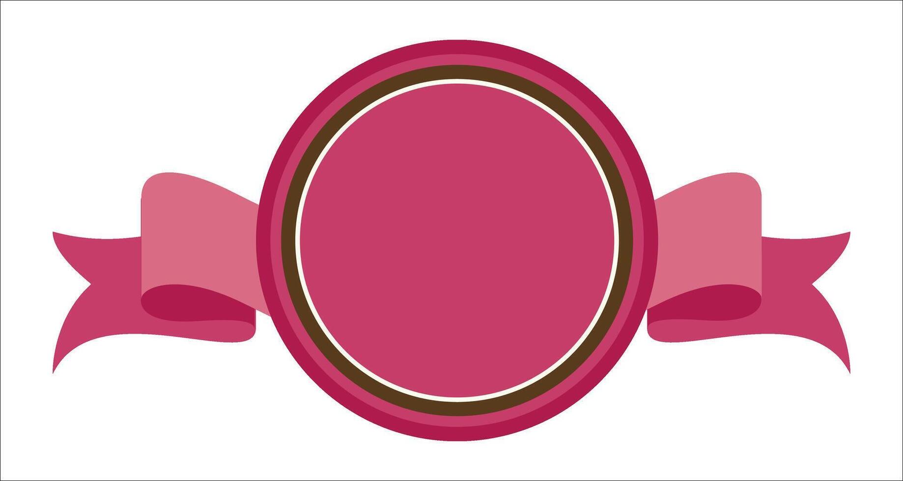 a pink oval with a ribbon around it vector