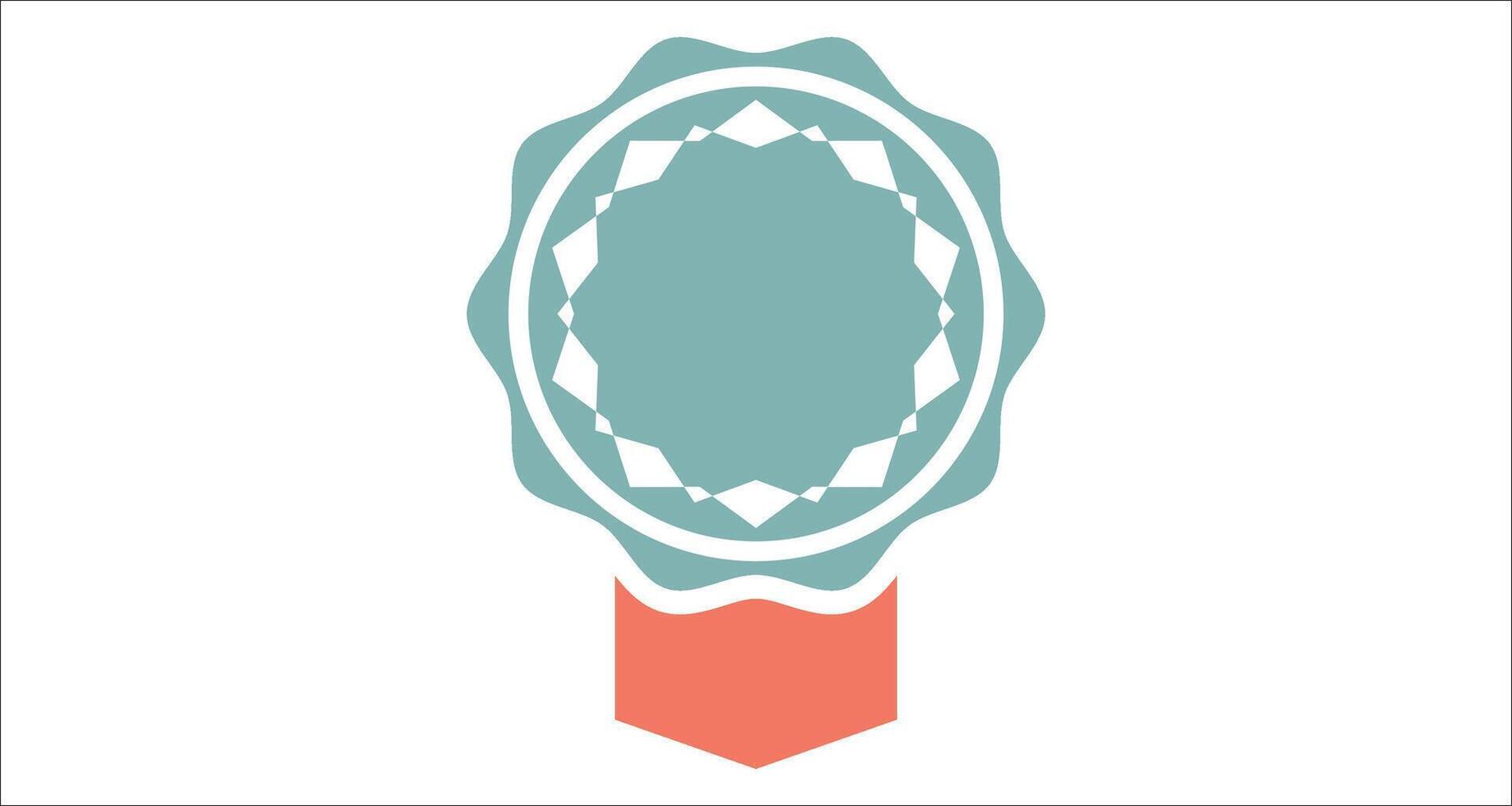 a blue and orange oval with a ribbon on it vector