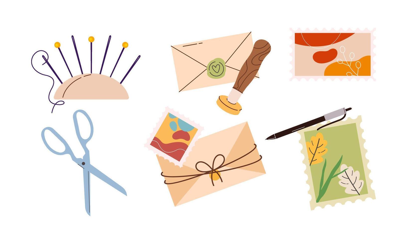 Post cards, craft labels and tags composition logo vector