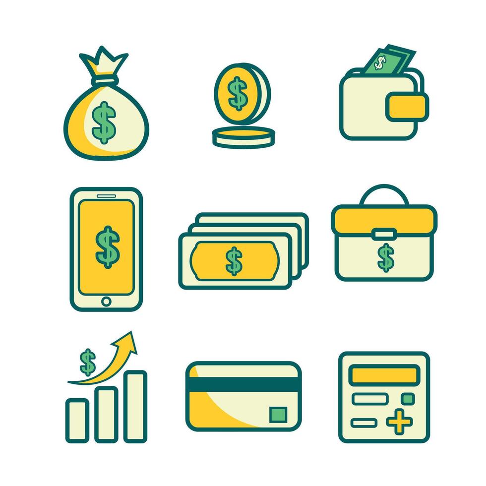 business icon set hand drawn vector
