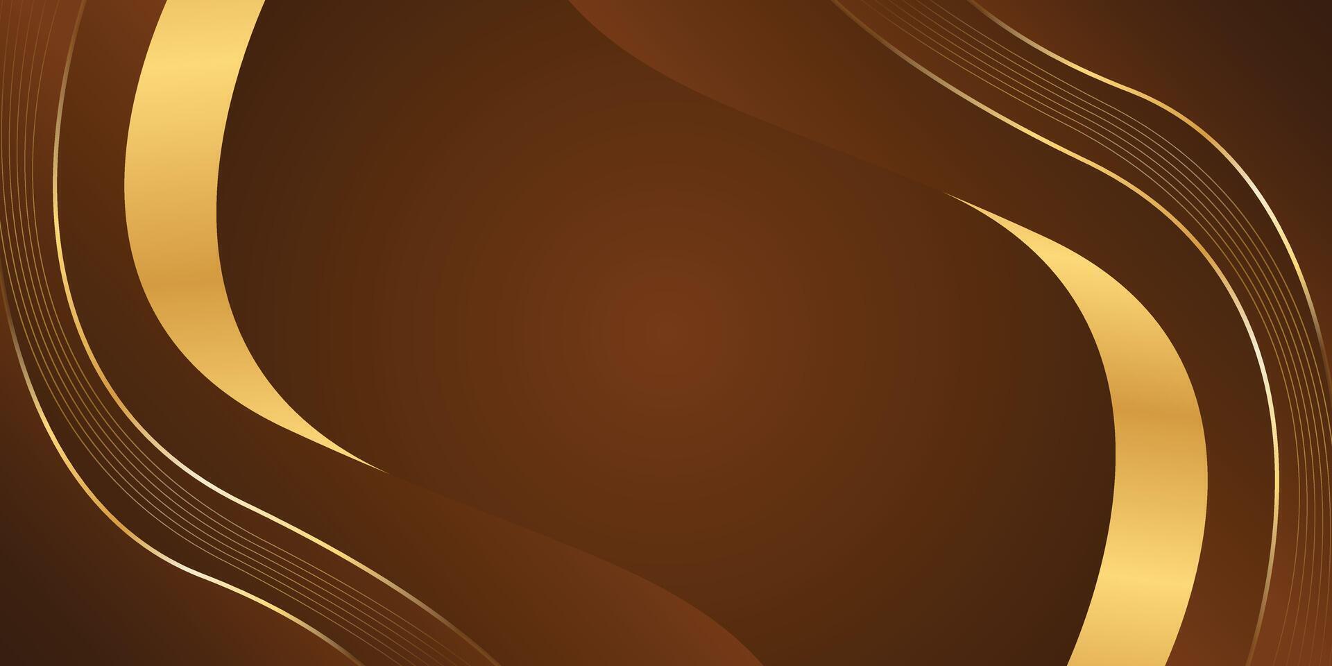 Abstract brown background with gold lines, wallpaper design vector