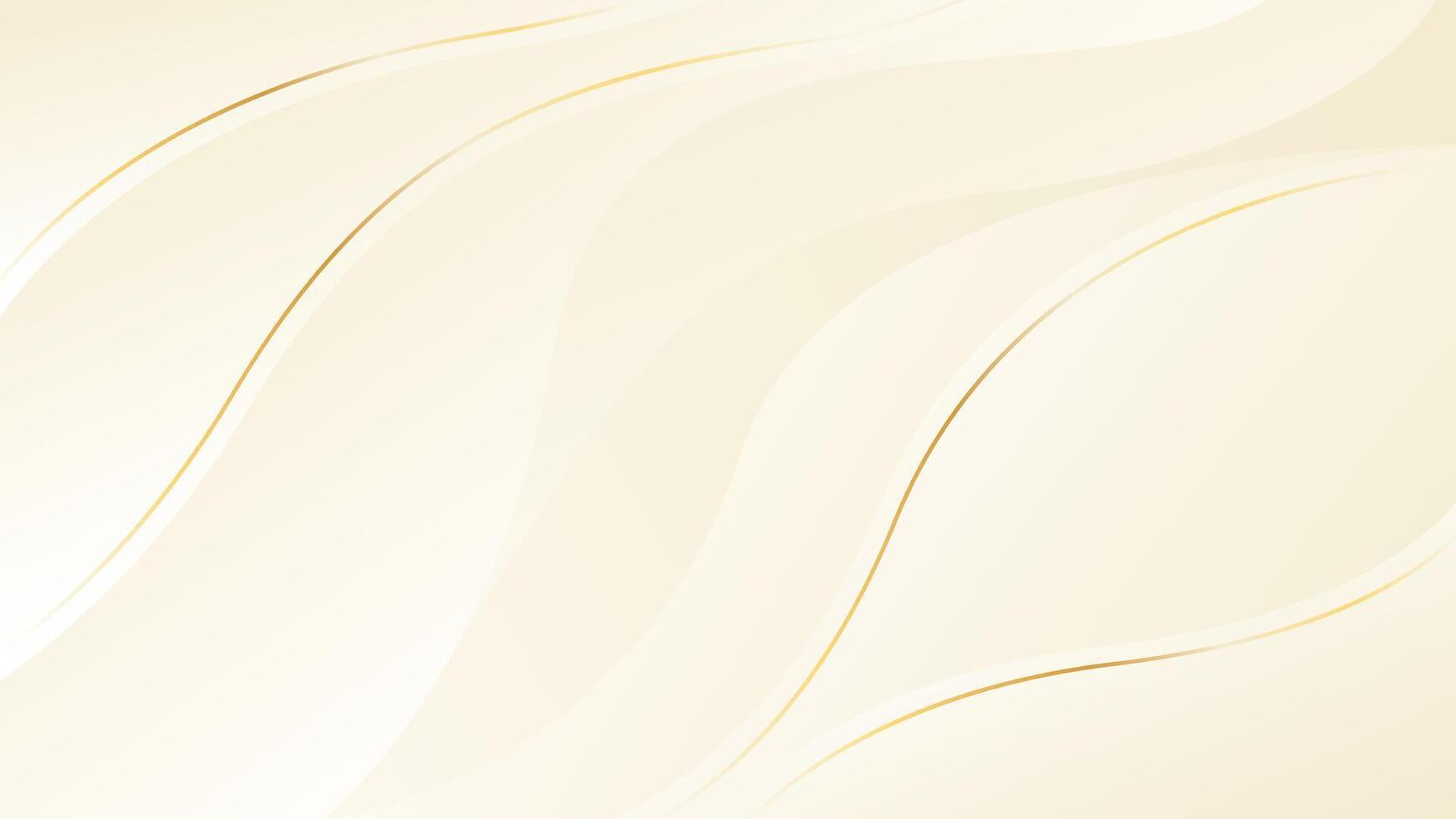Abstract beige luxury background with gold lines, Elegant modern wallpaper with flowing waves. vector